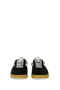 Msgm men’s retro sneaker black made of black suede with white laces and a gum-colored rubber sole