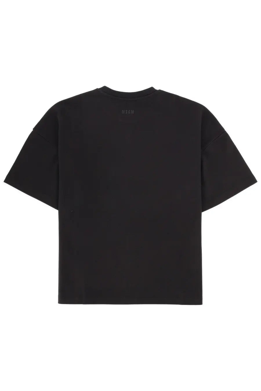Black oversized cotton t-shirt with subtle Moschino logo at neckline from MSGM menswear collection