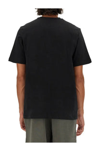 Black short-sleeved crew neck t-shirt made of cotton by MSGM for men