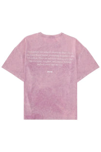 Msgm men’s soft pink oversized t-shirt with faded texture and white text printed on the back side