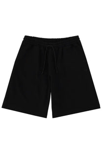 Msgm men’s black drawstring shorts in soft smooth fabric with relaxed fit and subtle side seam detailing