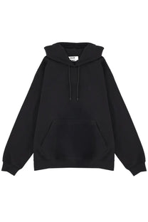 Black MSGM men’s sweatshirt hoodie with minimalist design and drawstring hood in comfortable fabric