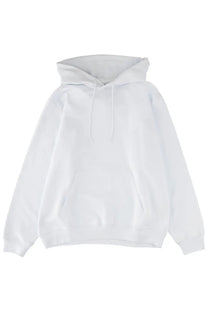 Msgm men’s white hooded sweatshirt with front pocket and drawstrings made of soft comfortable fabric