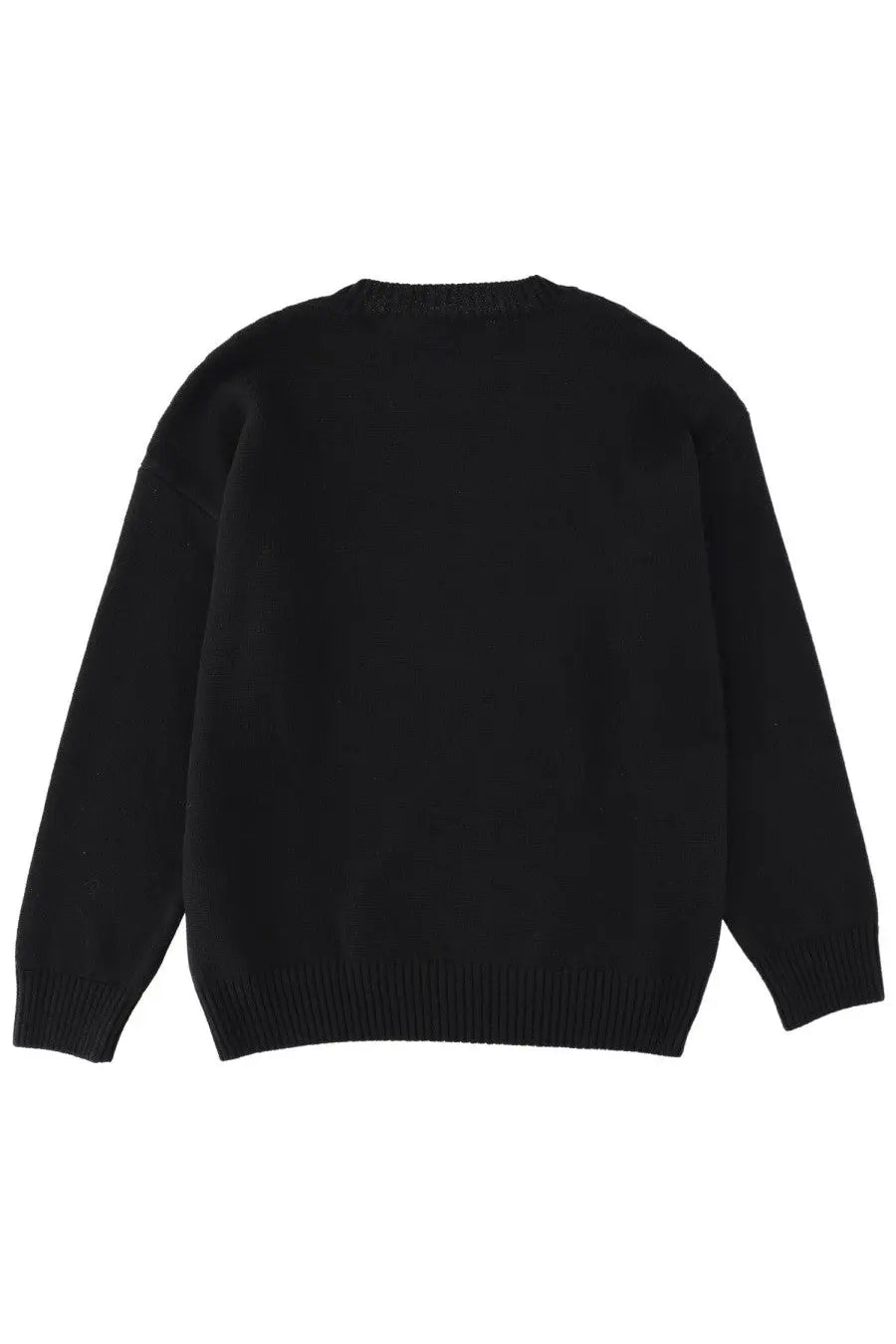 Black knit wool sweater by MSGM for men with ribbed cuffs and hem perfect for casual wear