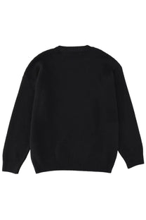 Black knit wool sweater by MSGM for men with ribbed cuffs and hem perfect for casual wear