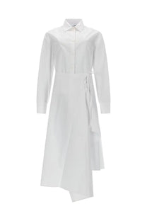 Msgm women’s abito con gonna pareo white white cotton shirt dress with button-down front and asymmetrical hemline