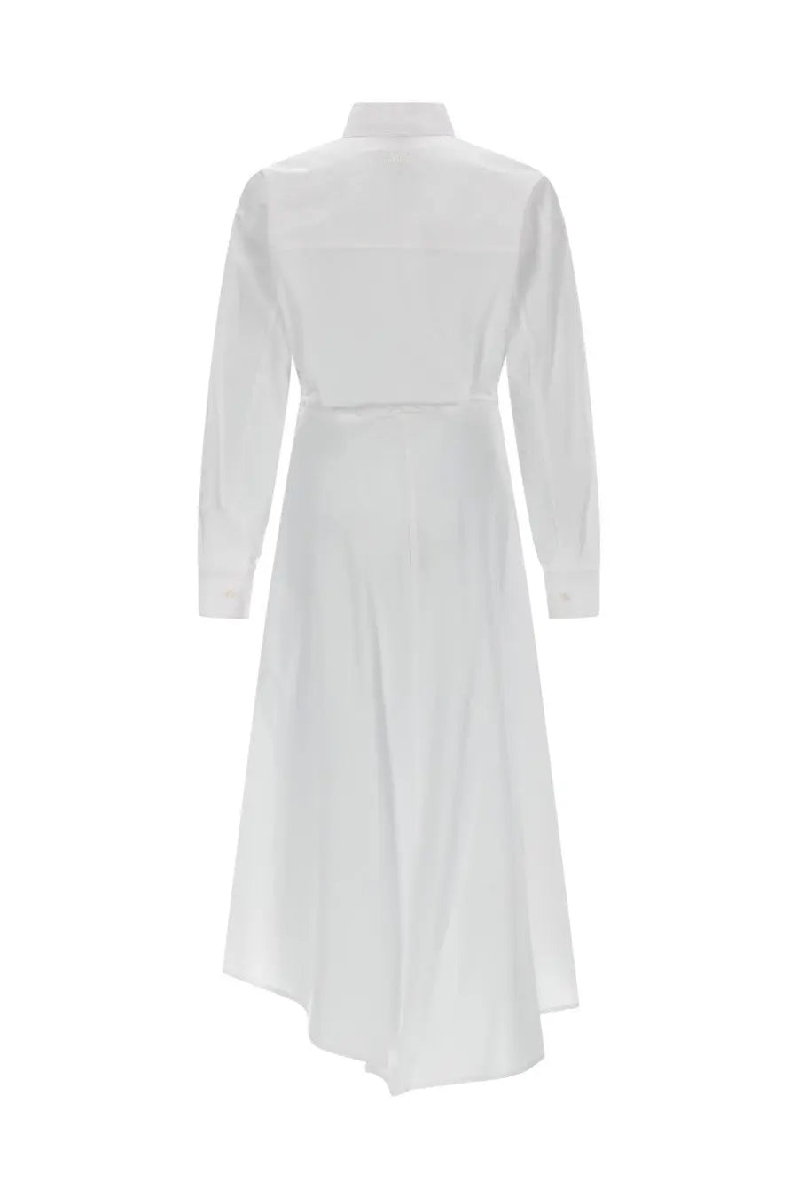 Msgm women’s abito con gonna pareo white long-sleeved shirt dress with collar and belted waist in cotton blend