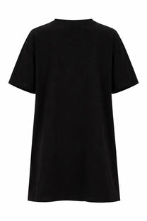Msgm women’s abito con pennellato black oversized t-shirt with relaxed fit and short sleeves in black cotton