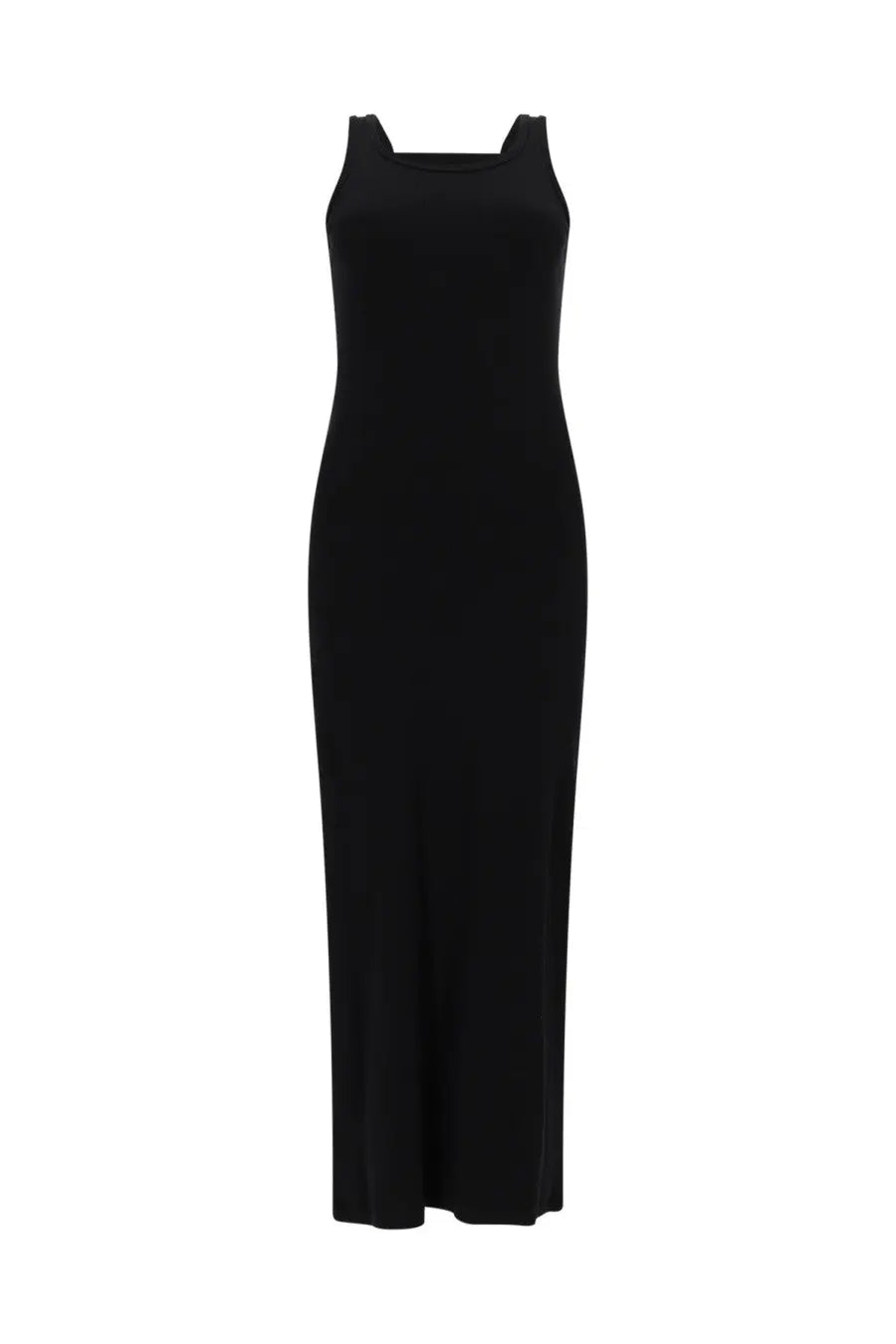 Msgm women’s abito lungo black sleeveless maxi dress with square neckline and straight-cut viscose silhouette