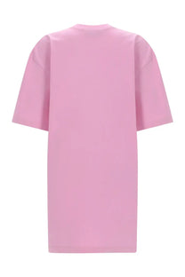 Msgm women’s abito shirt con blue soft pink oversized short-sleeved t-shirt dress with relaxed fit and crew neckline