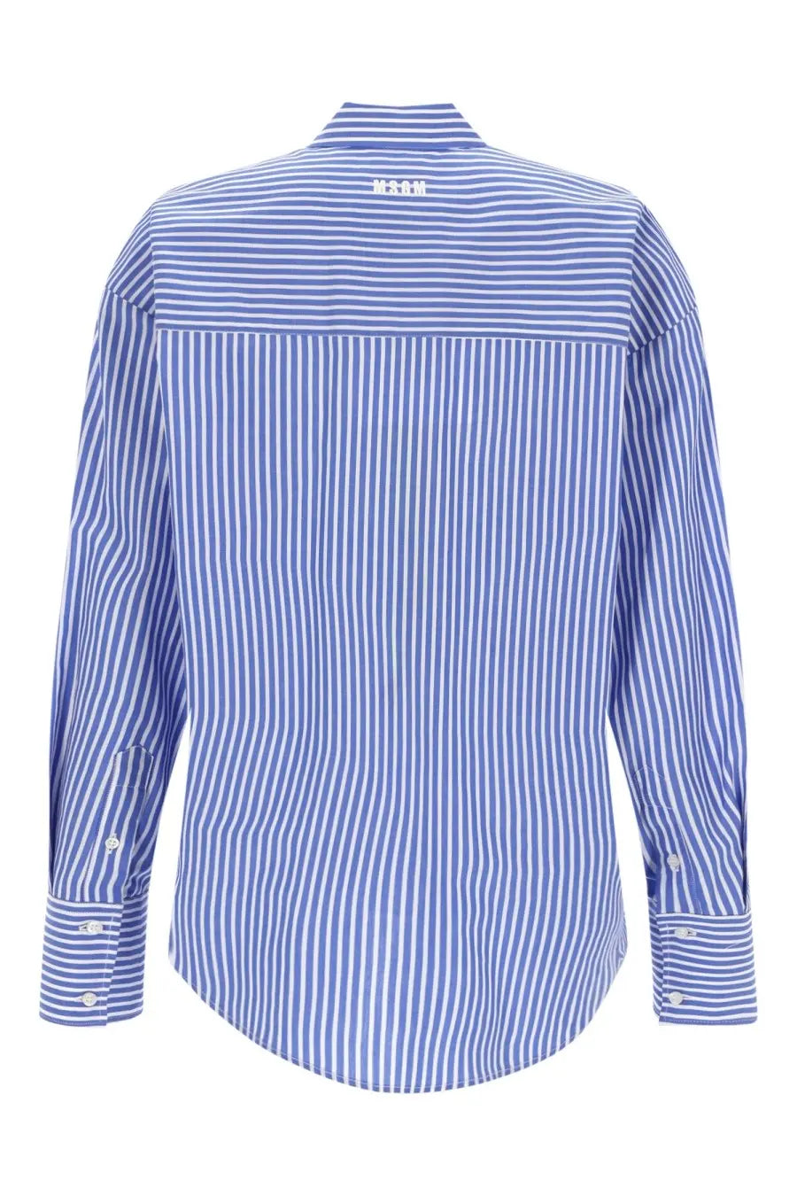 Msgm women’s camicia con blue long-sleeved button-down shirt with blue and white vertical stripes and collar