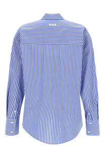 Msgm women’s camicia con blue long-sleeved button-down shirt with blue and white vertical stripes and collar