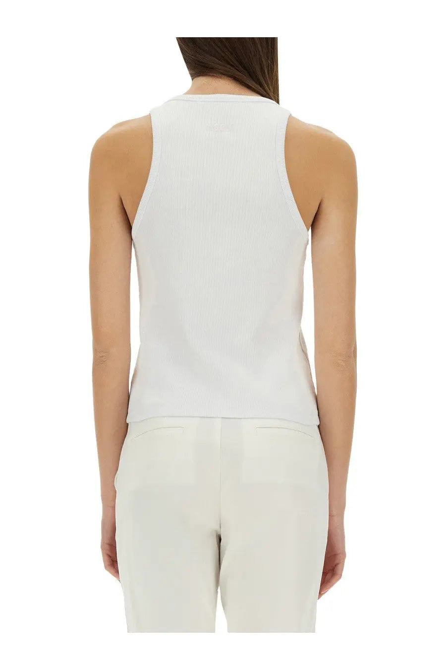 Msgm women’s white cotton sleeveless top with a simple fitted design perfect for casual wear