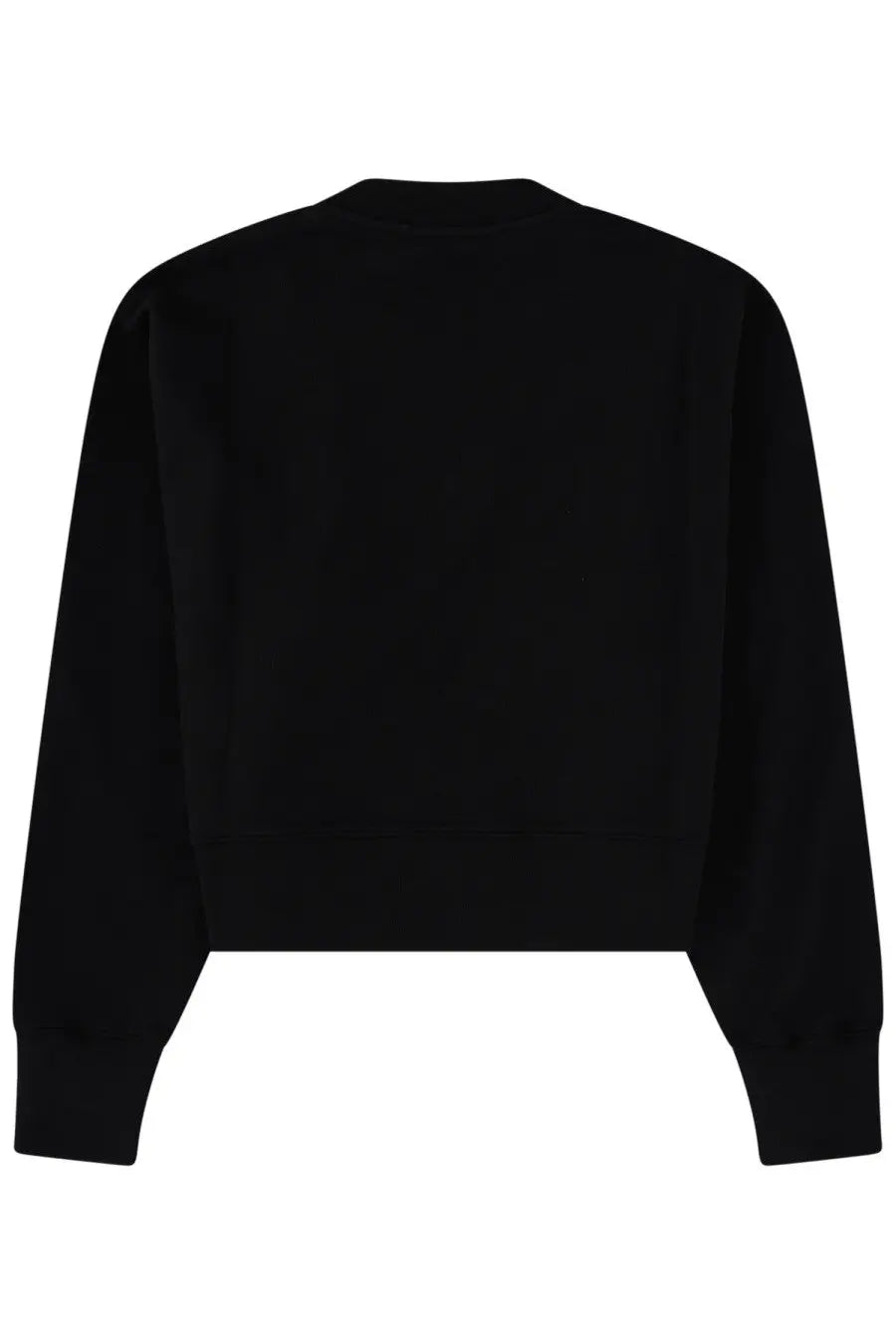 Msgm women’s felpa con black cropped sweatshirt with long sleeves and ribbed hem in black cotton blend