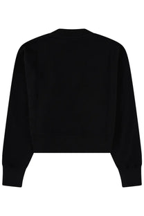 Msgm women’s felpa con black cropped sweatshirt with long sleeves and ribbed hem in black cotton blend