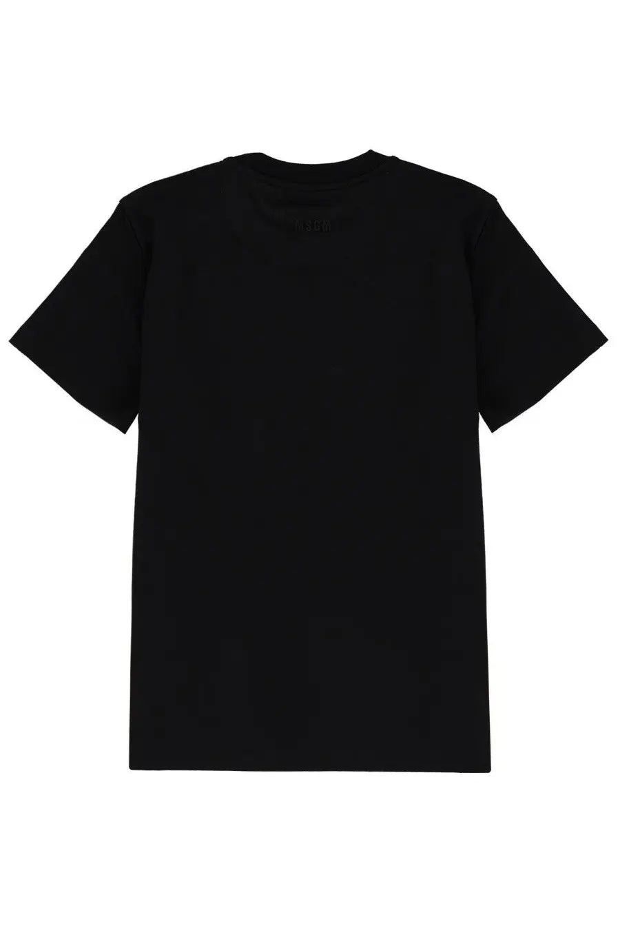 Msgm women’s black short-sleeved crew neck cotton t-shirt follow the rabbit shirt front view