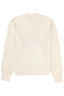 Msgm women’s follow the rabbit sweatshirt white cream-colored long-sleeved soft knit fabric with ribbed cuffs