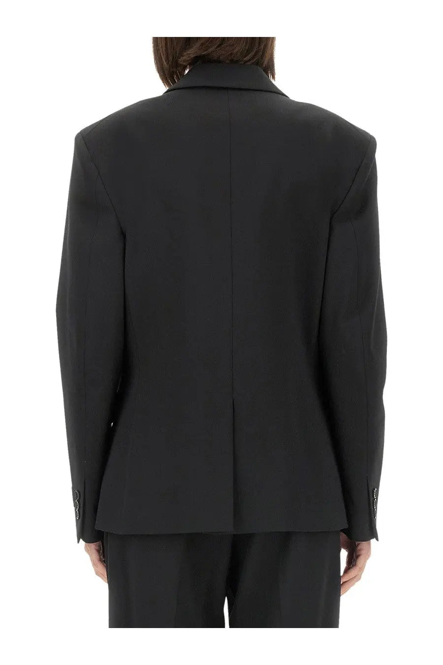 Msgm women’s black tailored blazer with structured shoulders and central seam perfect for formal wear