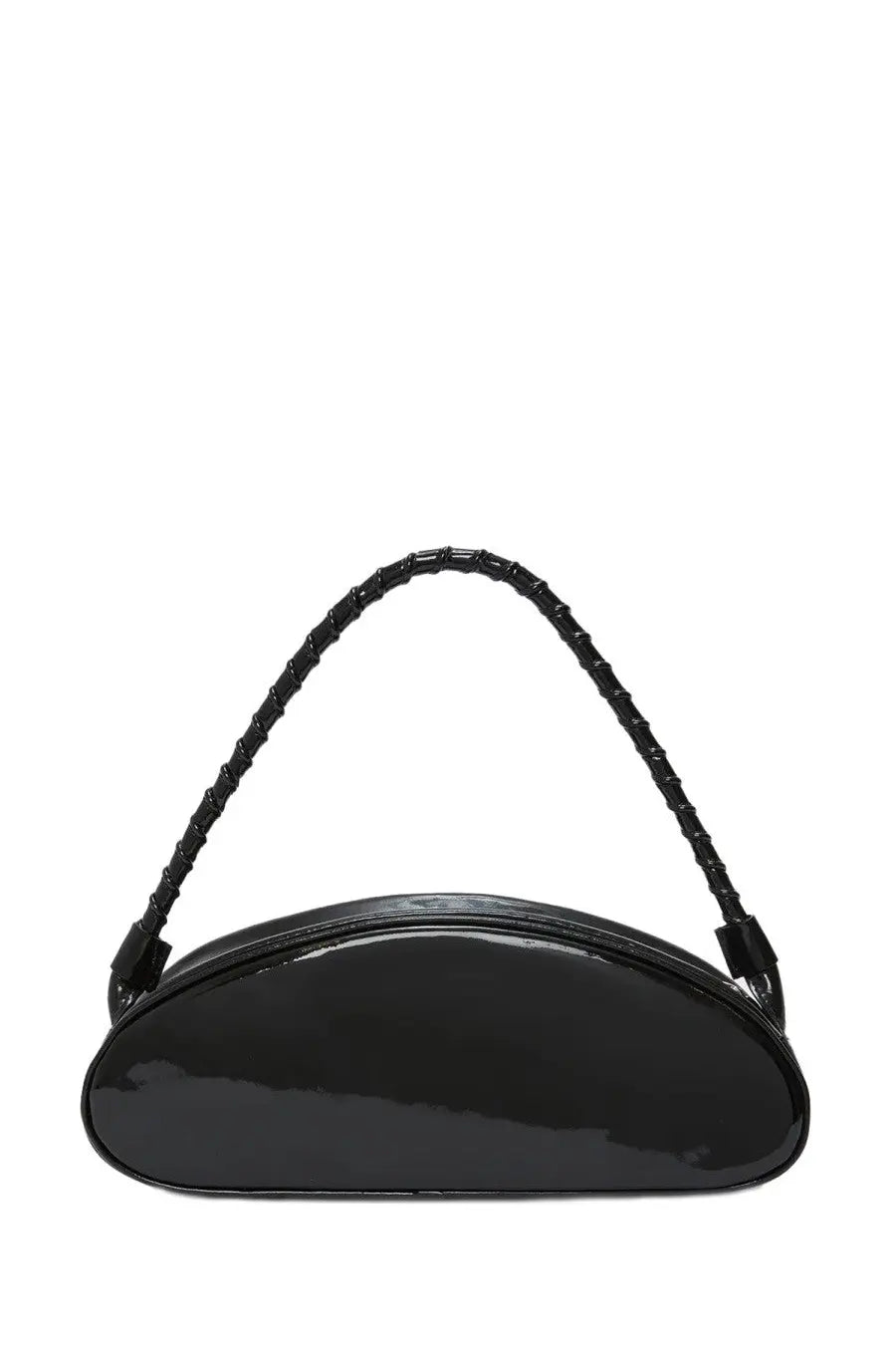 Black glossy patent leather handbag by MSGM with braided strap for women