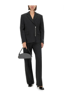 MSGM women’s black leather mini handbag with curved top and chain strap perfect for stylish outings