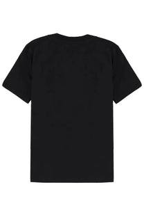 Black short-sleeved crew neck t-shirt from msgm women’s monogram shirt black collection in a simple cotton fabric
