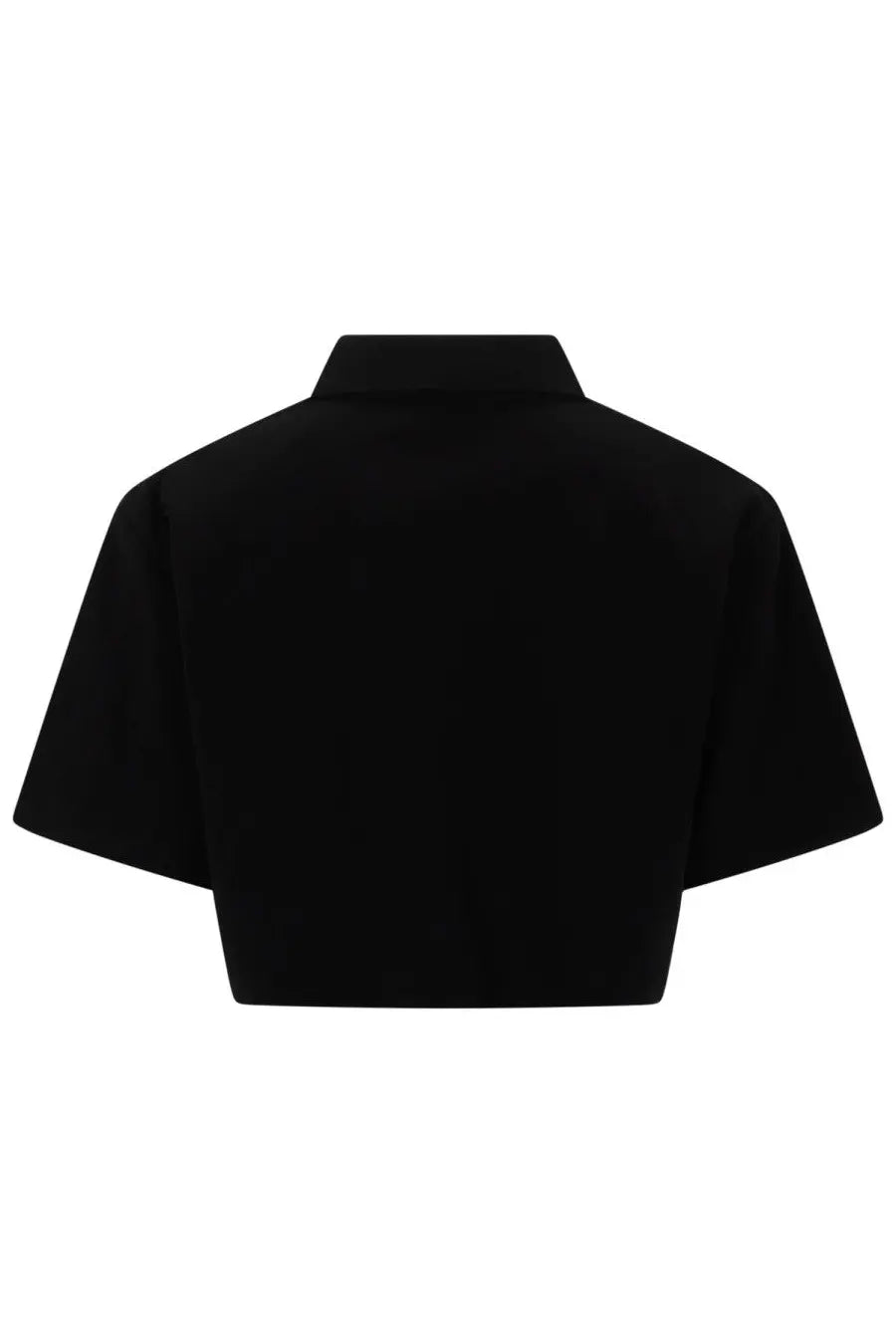 Msgm women’s black cropped polo shirt with short sleeves and collar ideal for casual summer wear