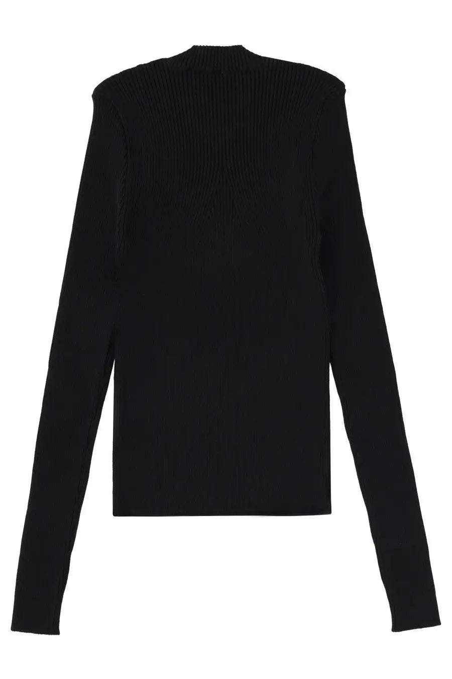Msgm women’s black ribbed knit sweater with long sleeves and high neckline in a soft knit fabric