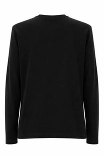 Msgm women’s black long-sleeved crew neck shirt made of soft cotton fabric with a comfortable fit