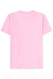 Msgm women’s soft pink cotton t-shirt with classic crew neck and short sleeves in a plain design