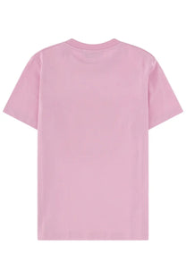 Msgm women’s shirt con blue soft pink plain cotton t-shirt with classic crew neck and short sleeves