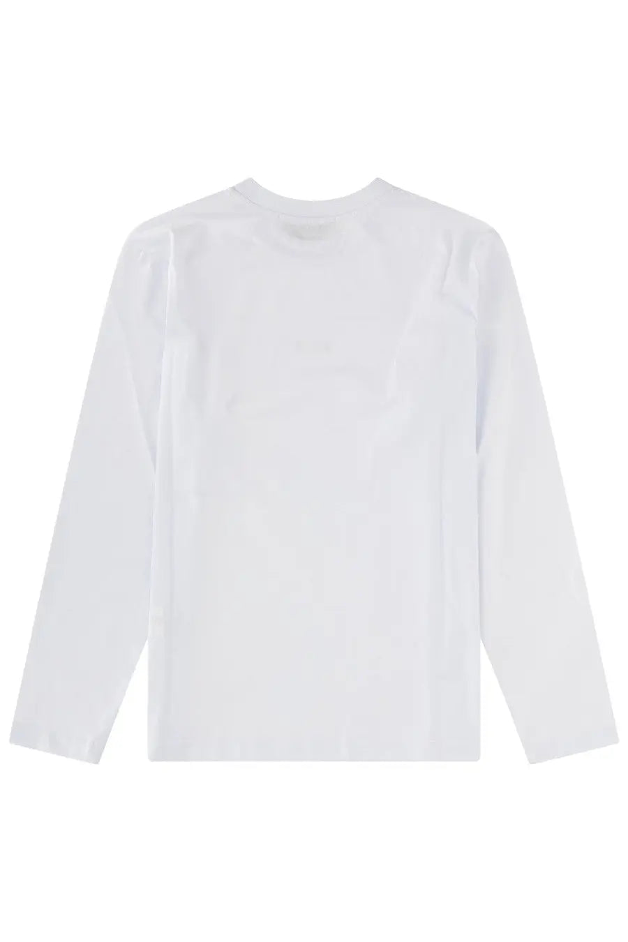 Msgm women’s white long-sleeved crew neck shirt made of smooth cotton fabric ideal for casual wear