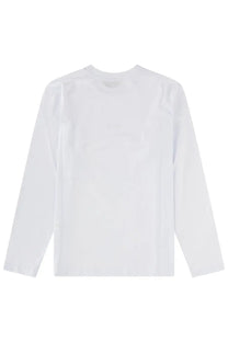 Msgm women’s white long-sleeved crew neck shirt made of smooth cotton fabric ideal for casual wear