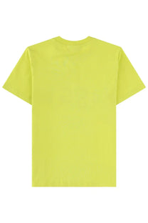 Msgm women’s lime green short-sleeved cotton shirt with crew neck and plain design in con yellow shade