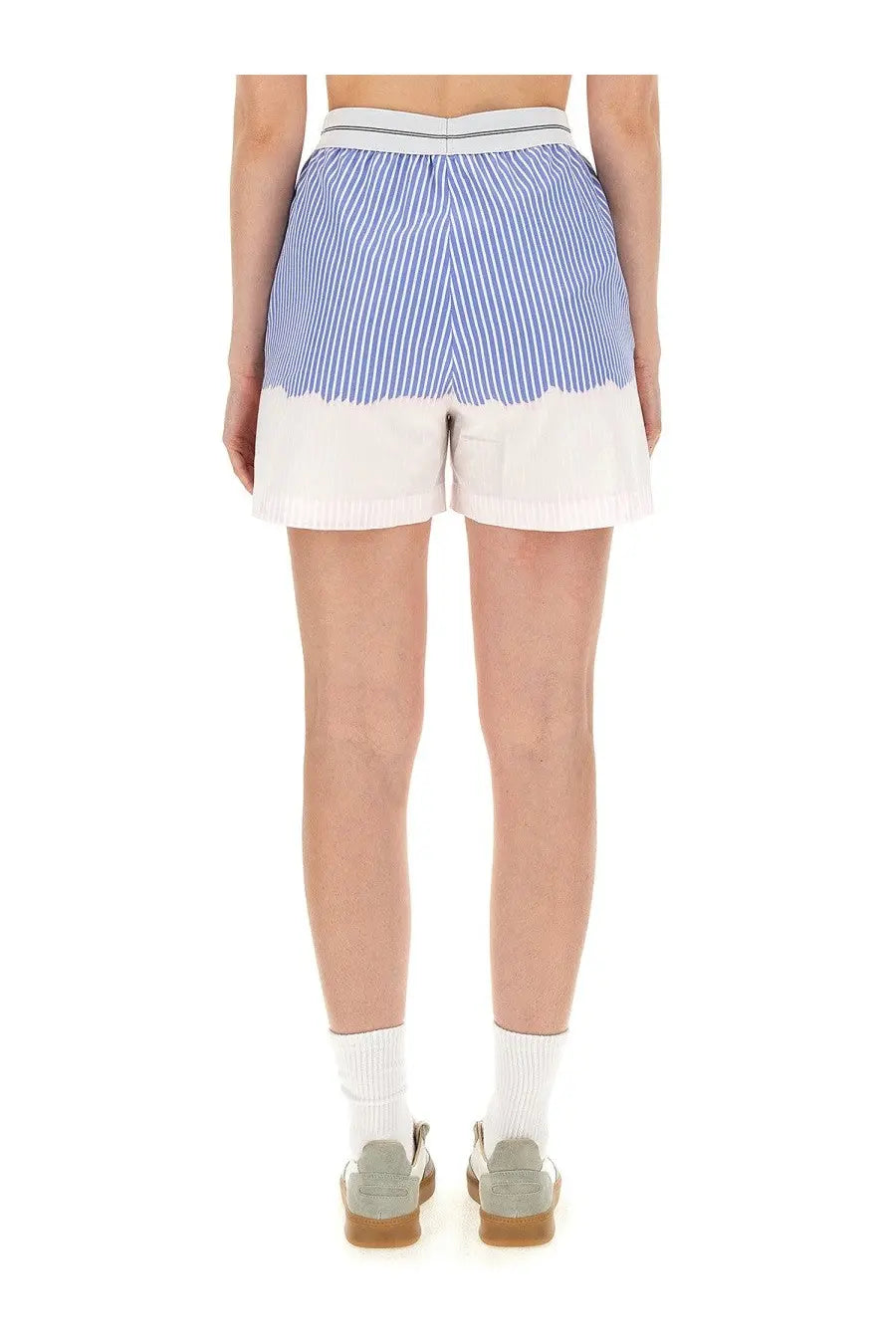 Msgm women’s shorts in blue and white striped pattern with a clean modern design perfect for casual wear