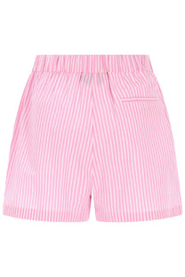 Msgm women’s shorts con blue pink and white vertically striped elastic waistband casual summer wear
