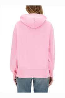 Pink oversized hoodie with soft smooth fabric and relaxed fit shown in front for msgm women’s sweatshirt blue product