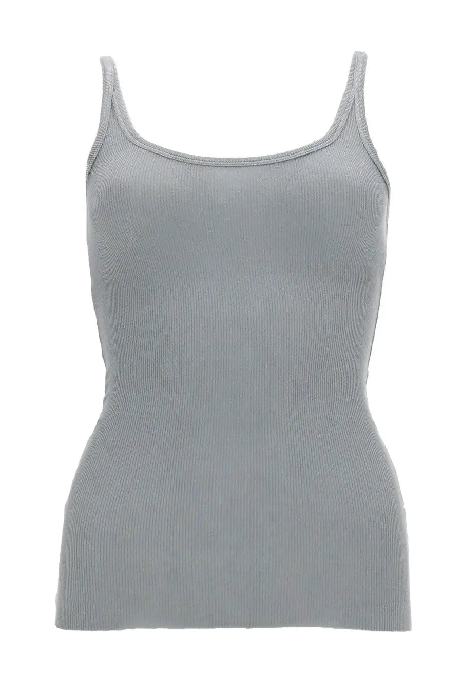 Msgm women’s tank top in viscosa grey with ribbed texture thin straps and fitted silhouette
