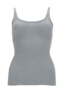 Msgm women’s tank top in viscosa grey with ribbed texture thin straps and fitted silhouette