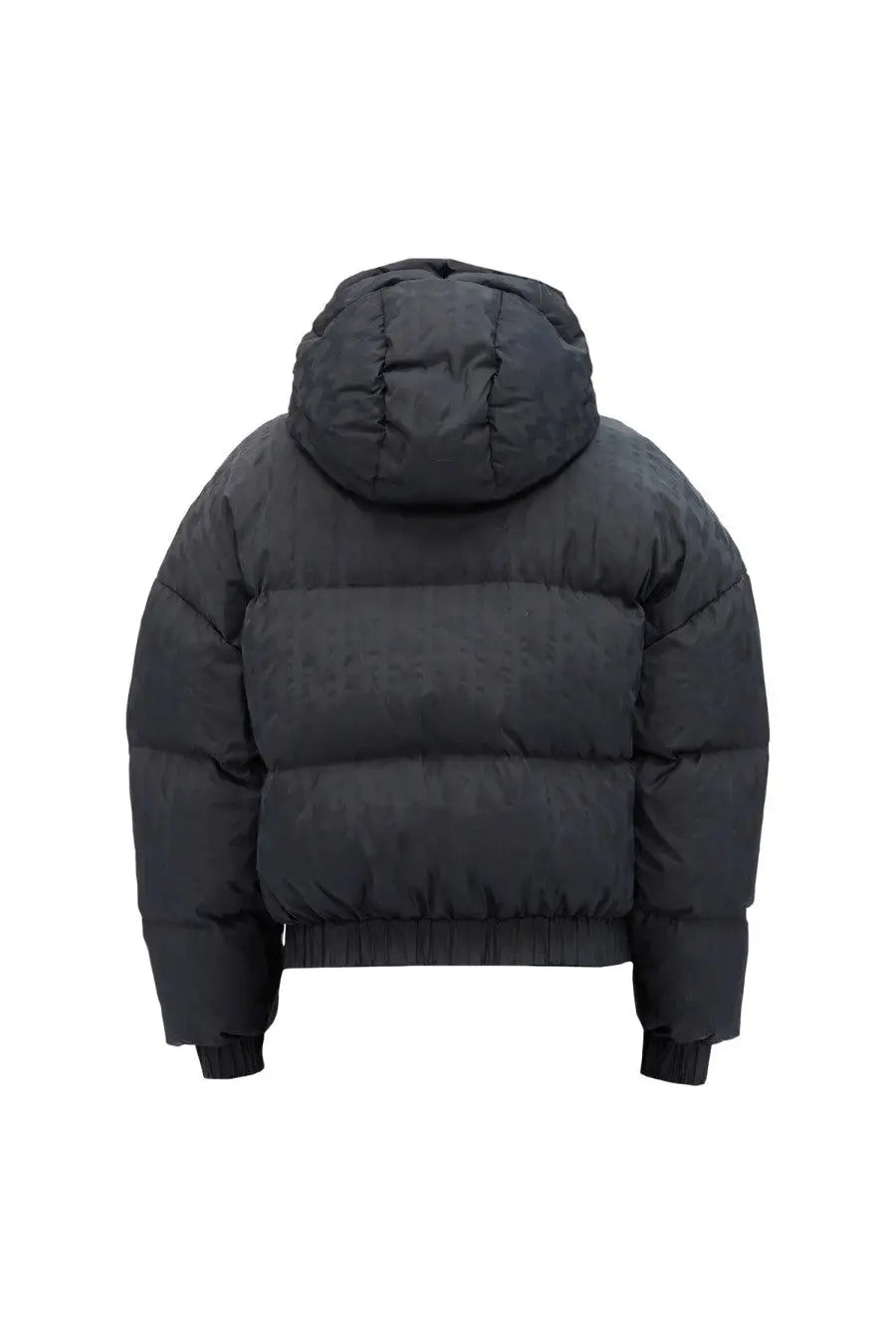 Black MSGM women’s Themwave padded down jacket with hood and horizontal stitching for cold weather