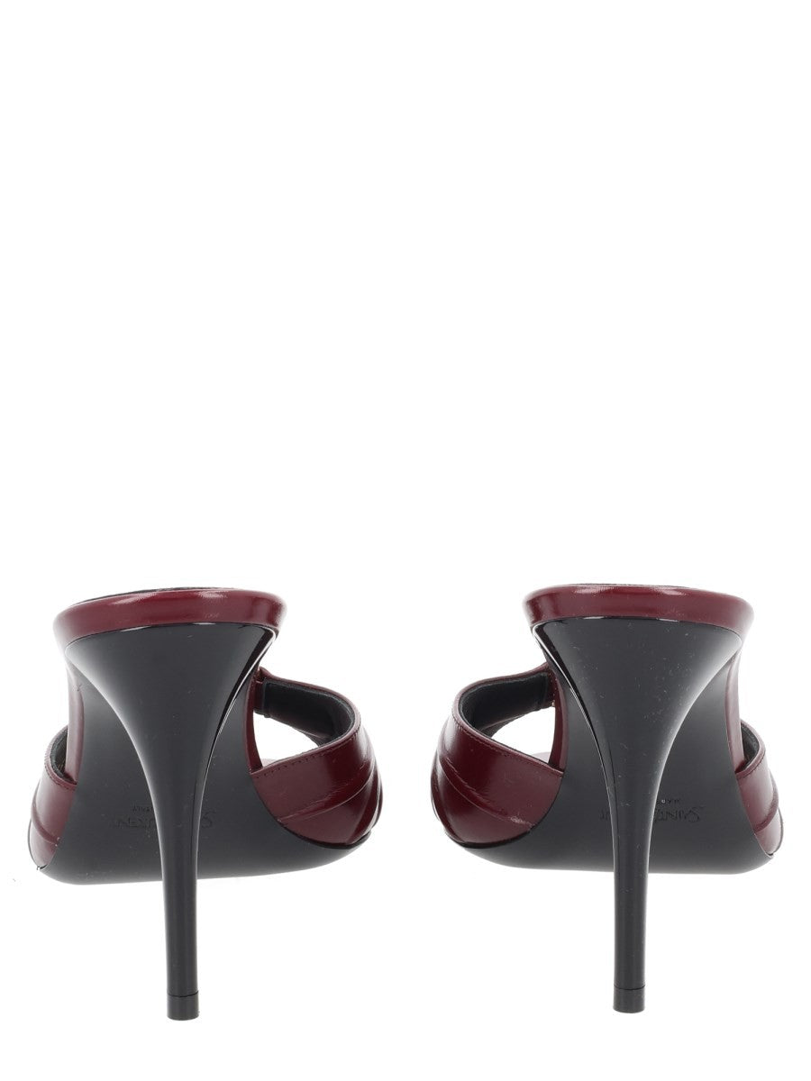 Saint Laurent Women's Mule Babylone in Pelle Liscia Red