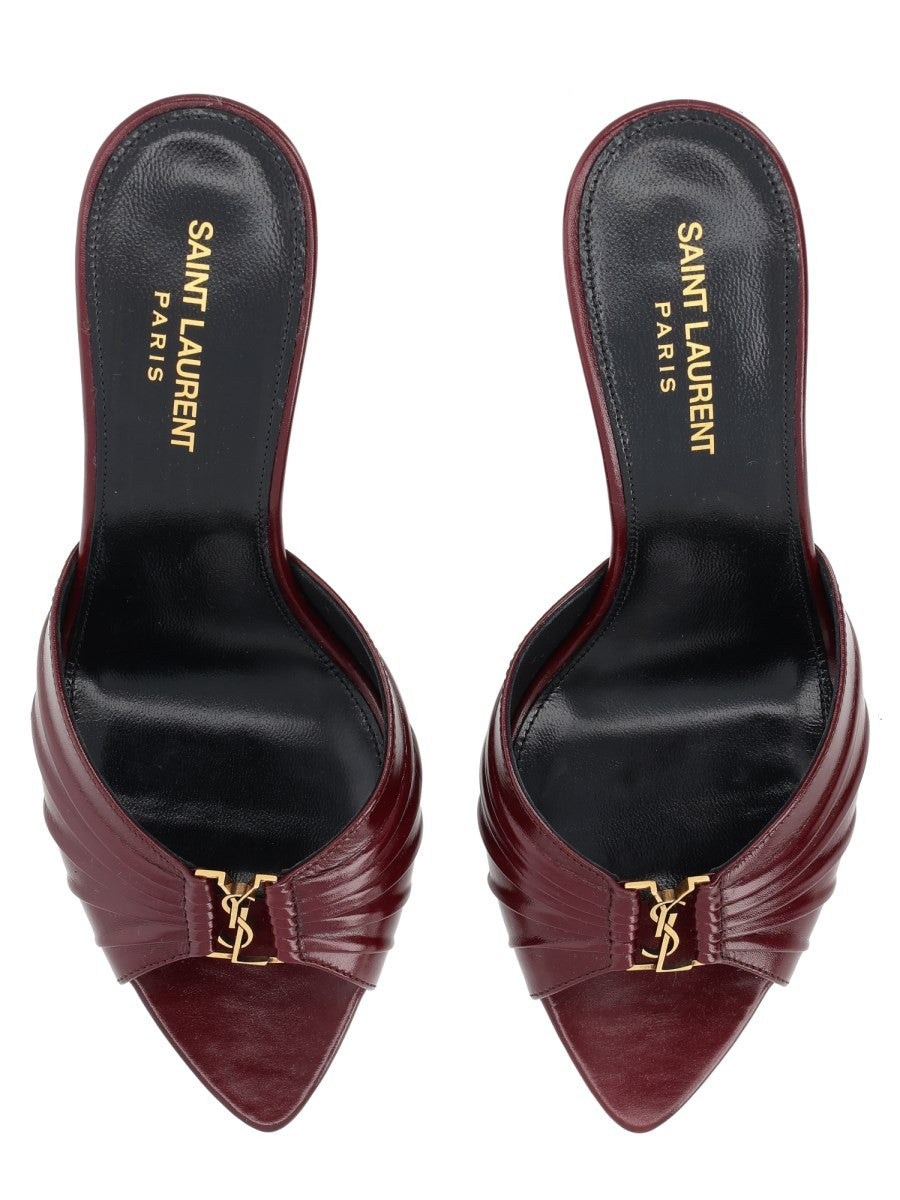 Saint Laurent Women's Mule Babylone in Pelle Liscia Red
