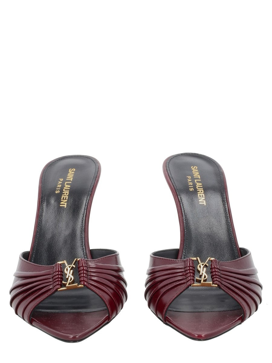 Saint Laurent Women's Mule Babylone in Pelle Liscia Red