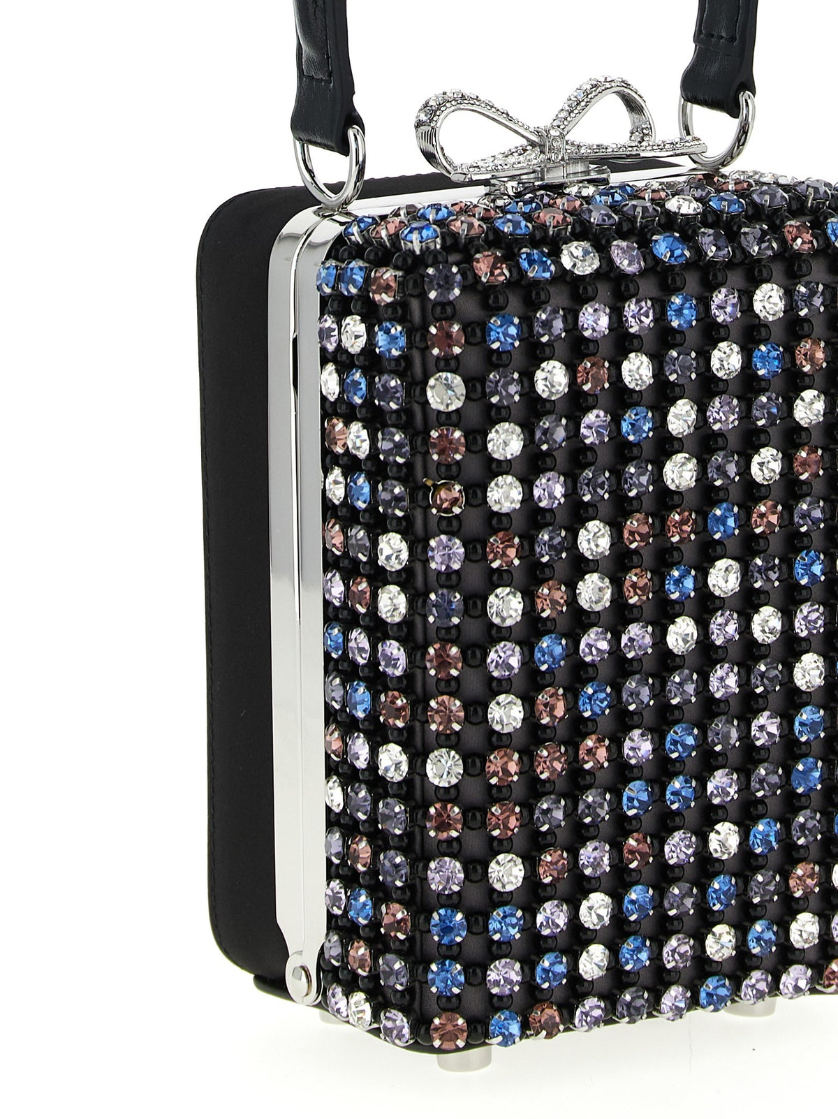 self-portrait Multi Crystal Chainmail Handbag Gold