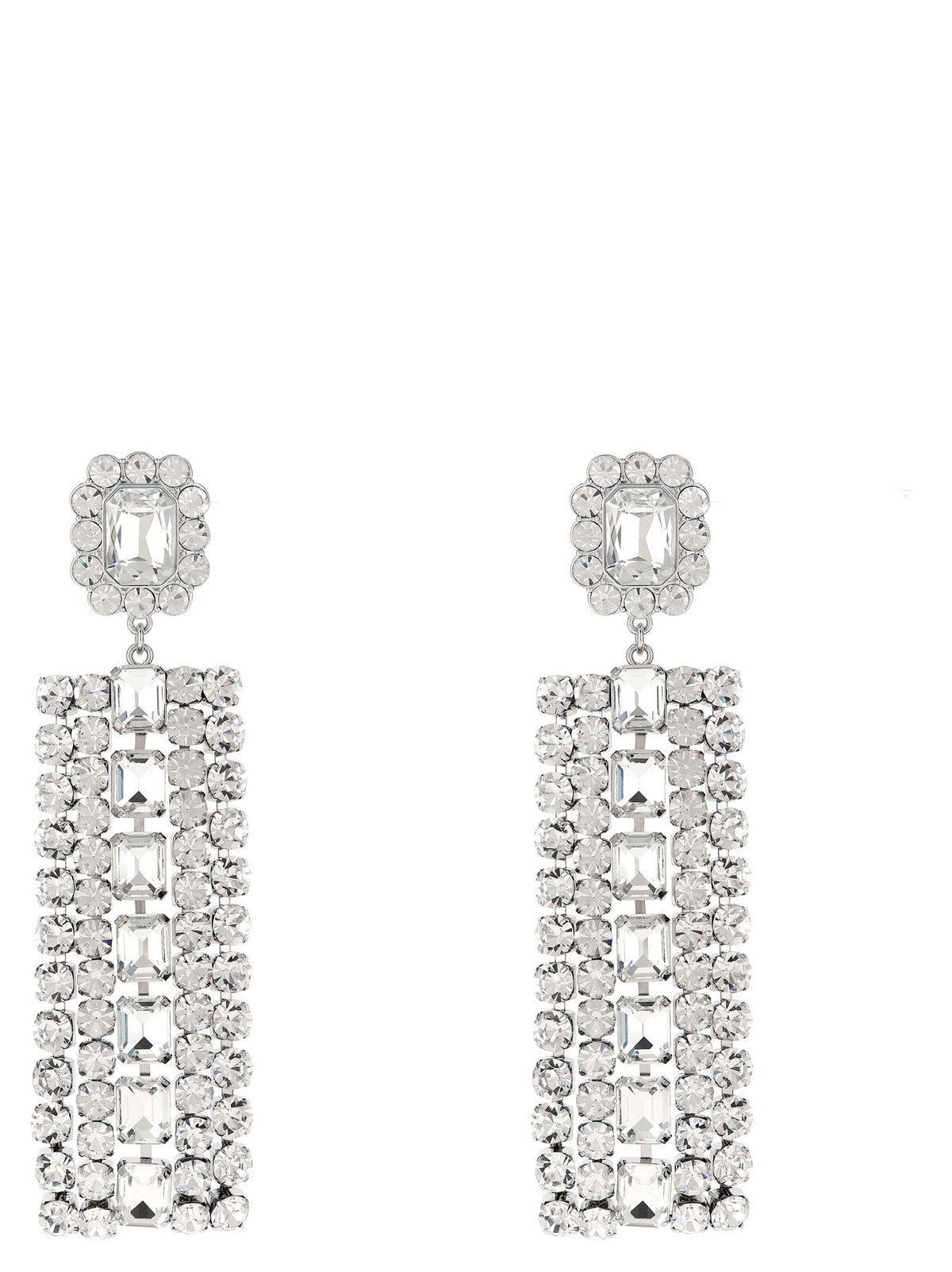 self-portrait Multi Crystal Droplet Earrings Silver