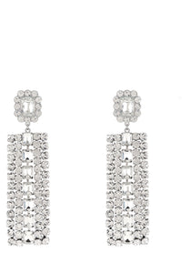 self-portrait Multi Crystal Droplet Earrings Silver