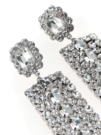 self-portrait Multi Crystal Droplet Earrings Silver