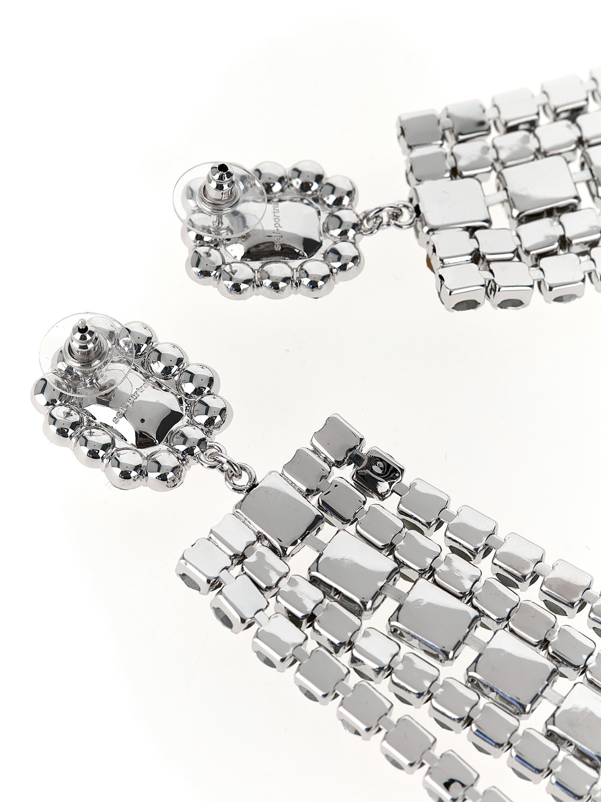 self-portrait Multi Crystal Droplet Earrings Silver