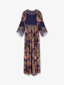 ETRO Women's Multicolor Viscose Long Dress Gold