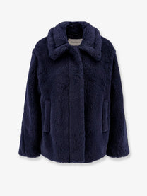 Max Mara Women's Mxmfuggito Alpaca and Virgin Wool Fur Jacket Blue