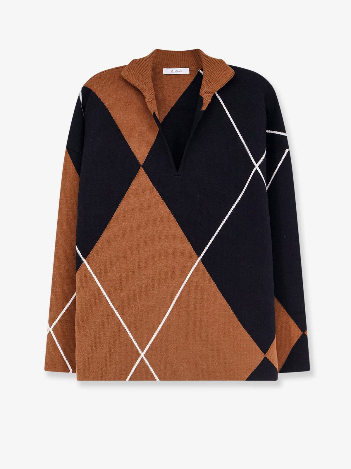 Max Mara Women's Mxmsala Argyle Pattern Virgin Wool Sweater Black